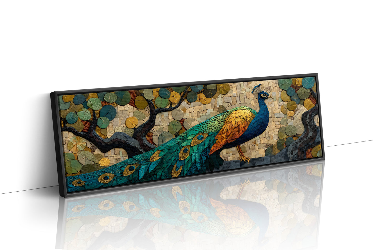 Peacock Among Painted Leaves