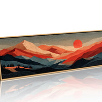Crimson Sun Over Layered Peaks
