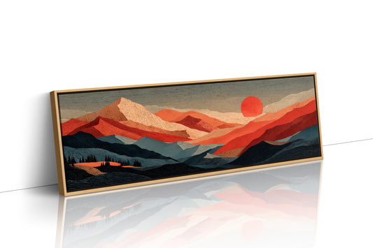 Crimson Sun Over Layered Peaks