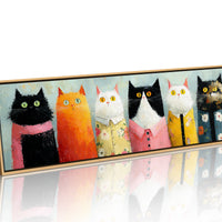 Dressed-Up Cats in a Row