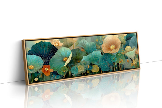 Blooming Waves of Teal and Amber