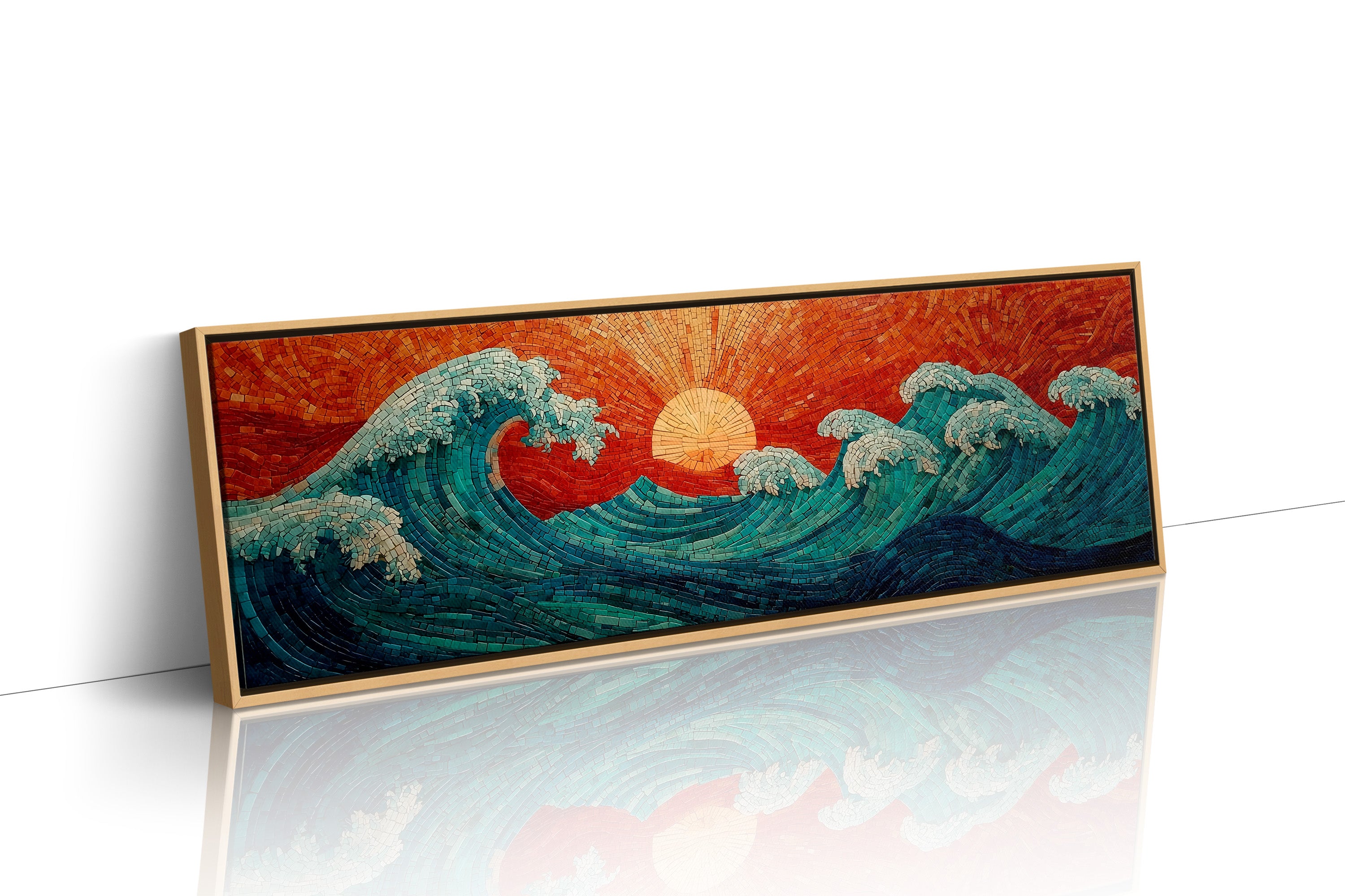 Crimson Sun Over Tiled Tides