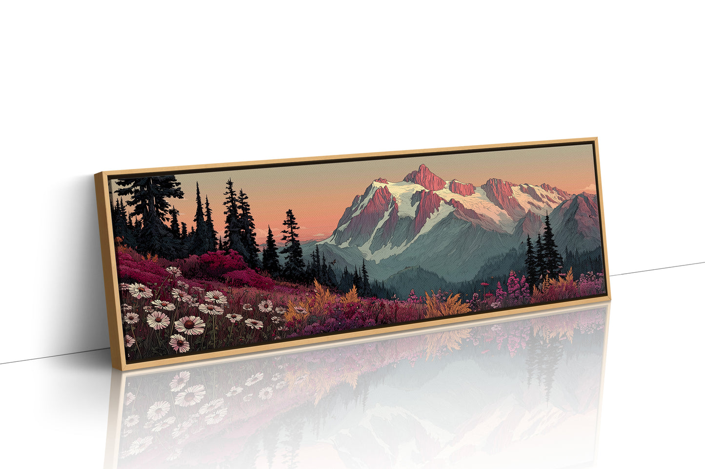 Wildflowers Beneath the Blushing Peaks