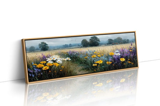 Wildflower Path Through Golden Fields