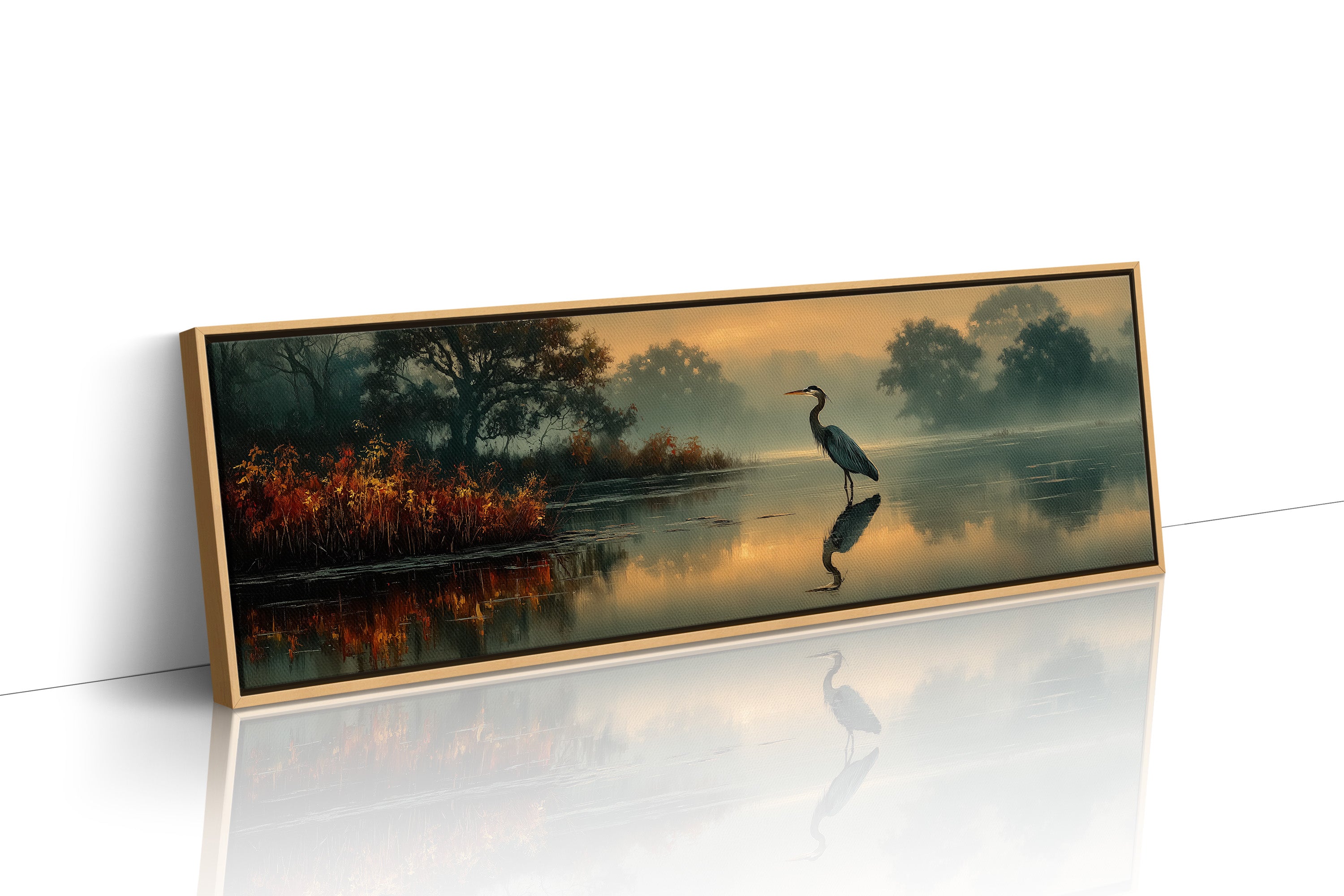 Heron Standing In Golden Marsh