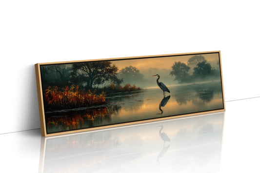 Heron Standing In Golden Marsh