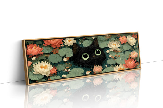Midnight Cat Among Lotus Blossoms