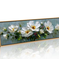 White Garden Blossoms In Soft Relief
