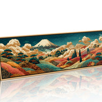 Golden Mount Fuji Over Patterned Hills