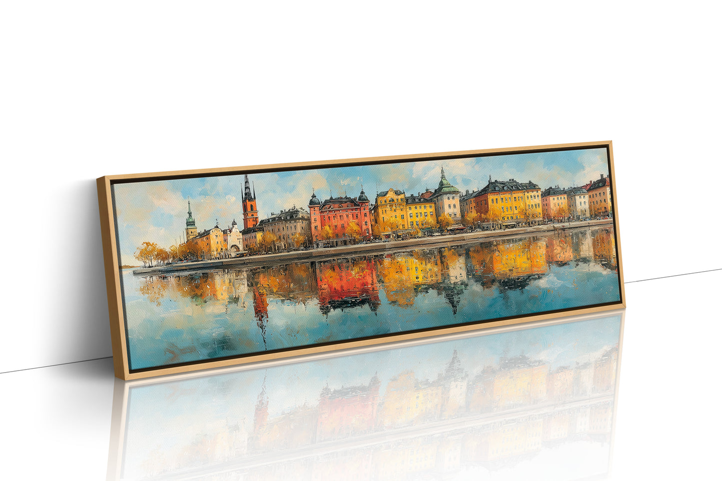 Colorful European Waterfront Reflections