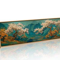 Cherry Blossoms Over Tranquil Mountain Lake