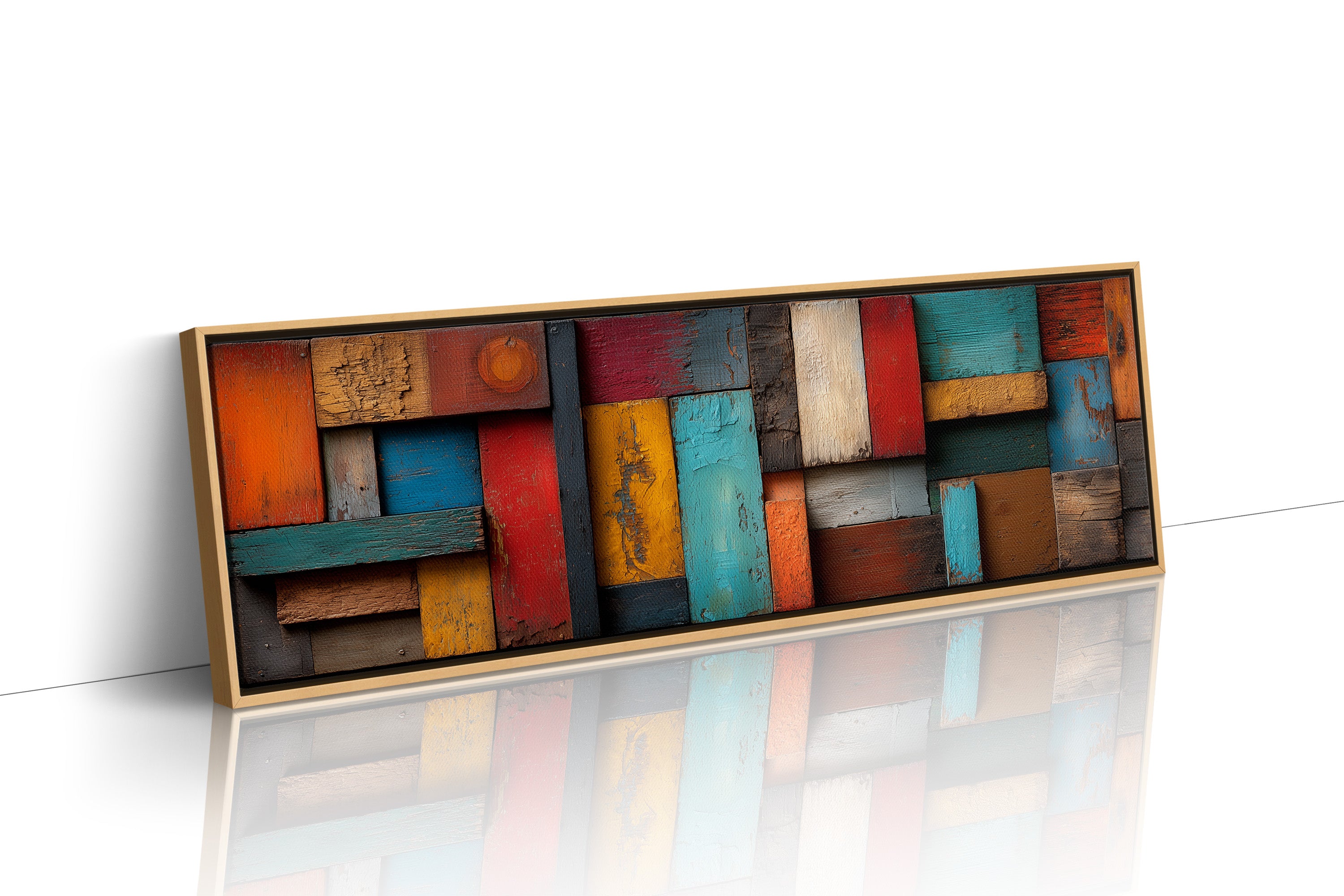 Rustic Colorful Wood Plank Abstract