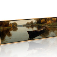 Quiet Boat on Autumn River
