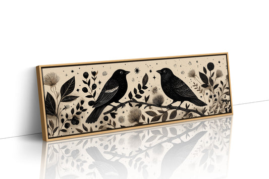 Midnight Birds Among Wildflowers