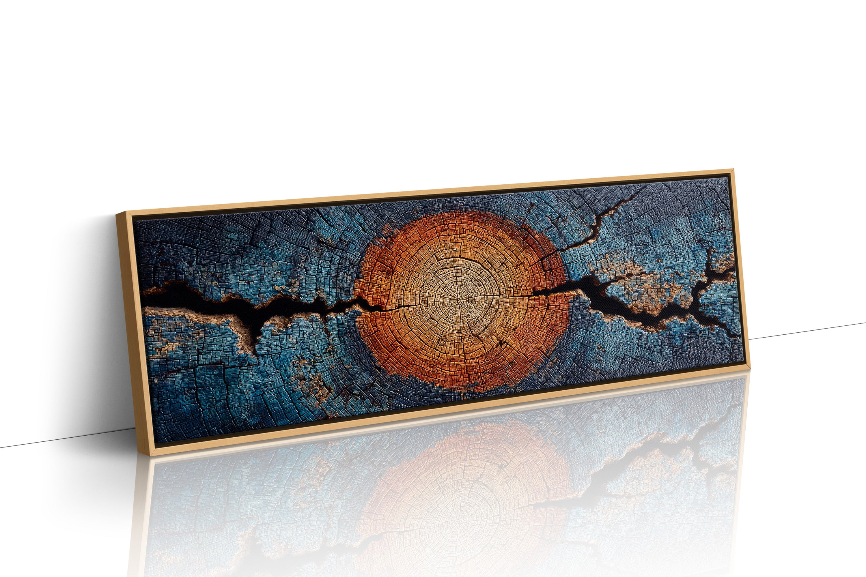 Blue and Copper Tree Ring Abstract