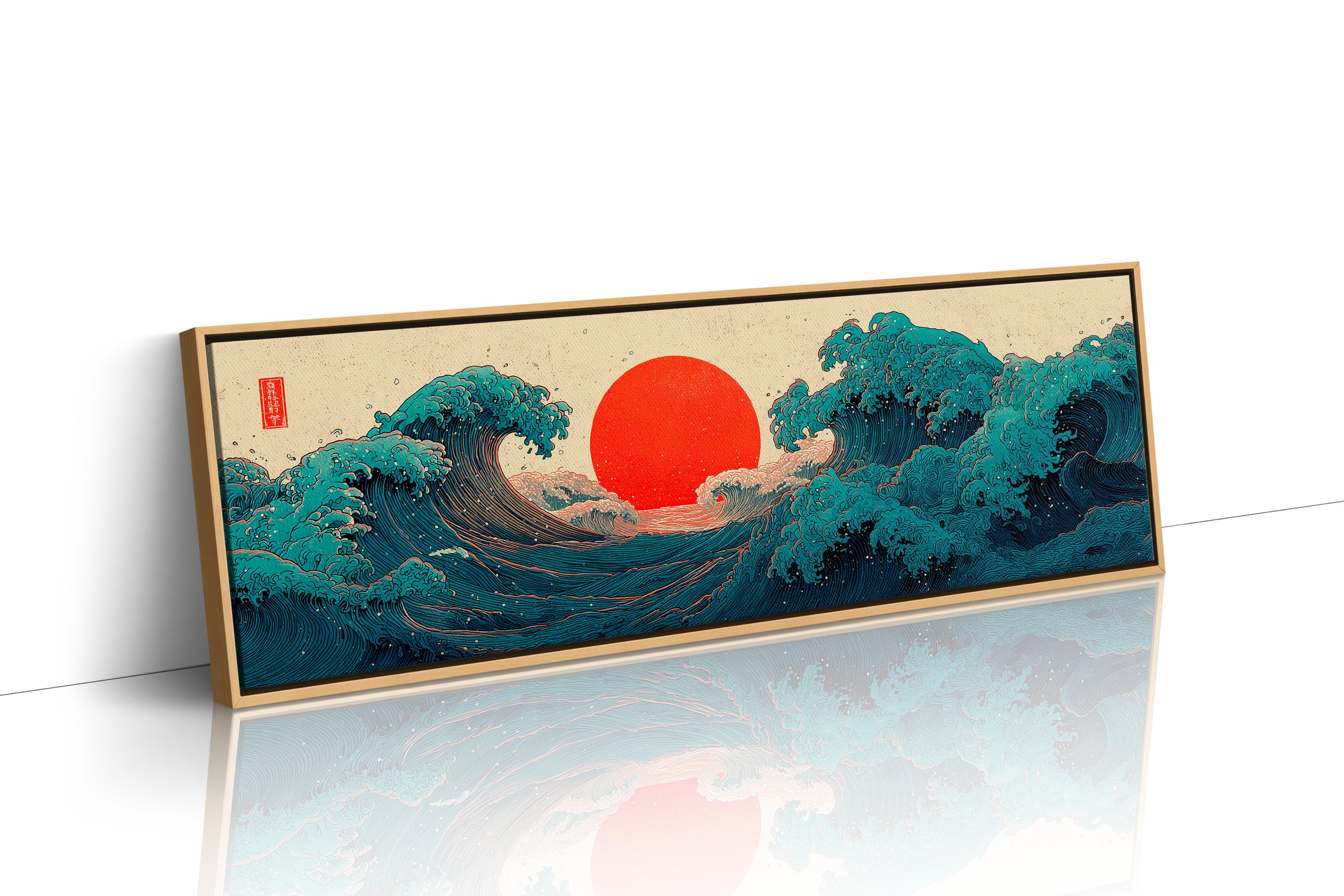 Crimson Sun Rising Over Ocean Waves