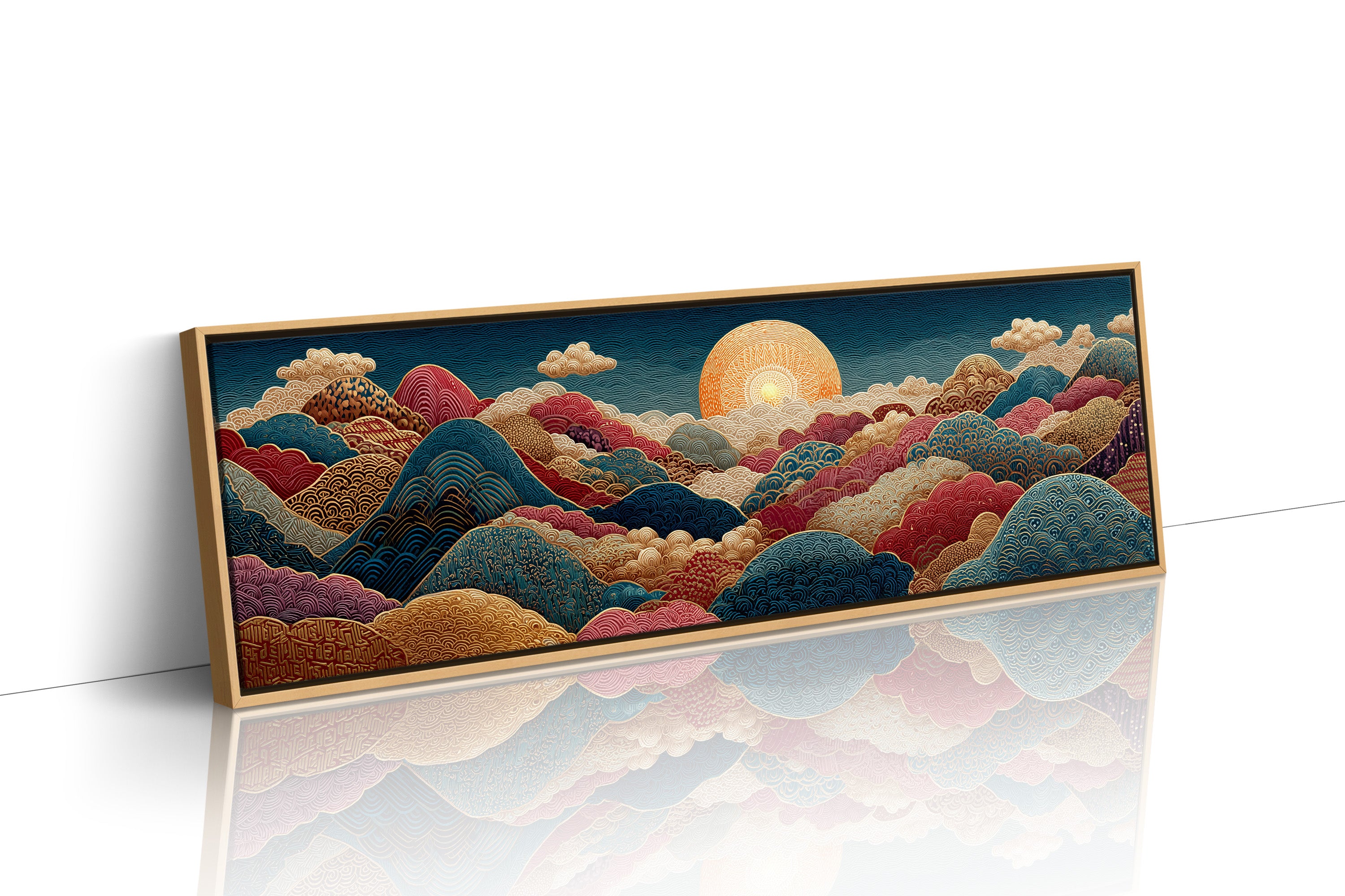 Ornate Sunrise Over Patterned Hills