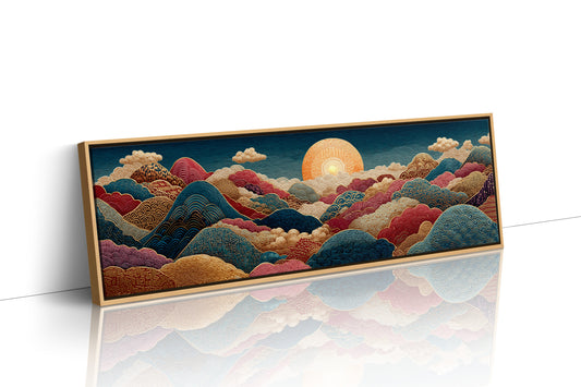 Ornate Sunrise Over Patterned Hills
