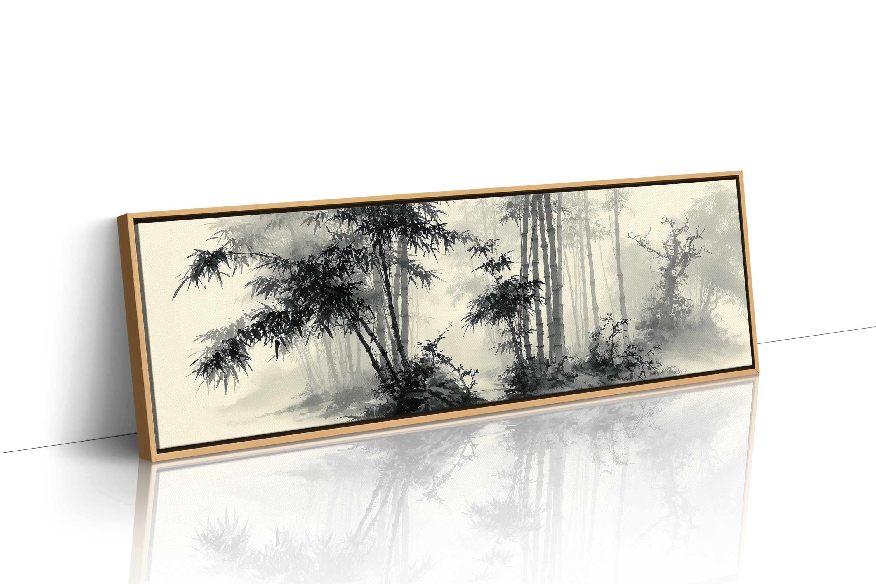 Misty Bamboo Grove Ink Landscape