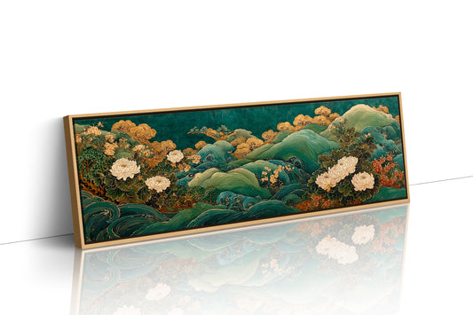 Golden Blooms Above Emerald Waves