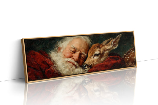 Santa’s Gentle Moment with a Fawn