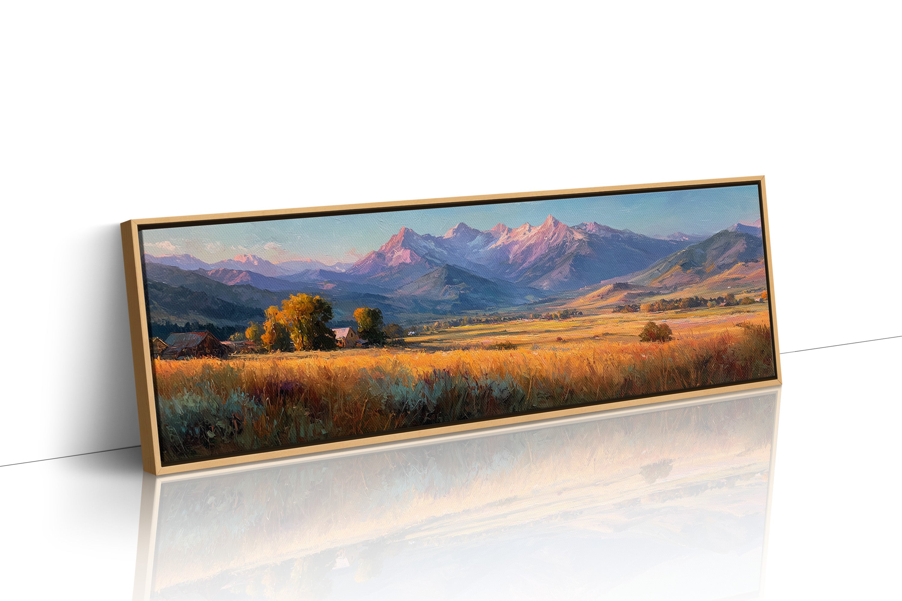 Golden Fields Beneath Mountain Peaks
