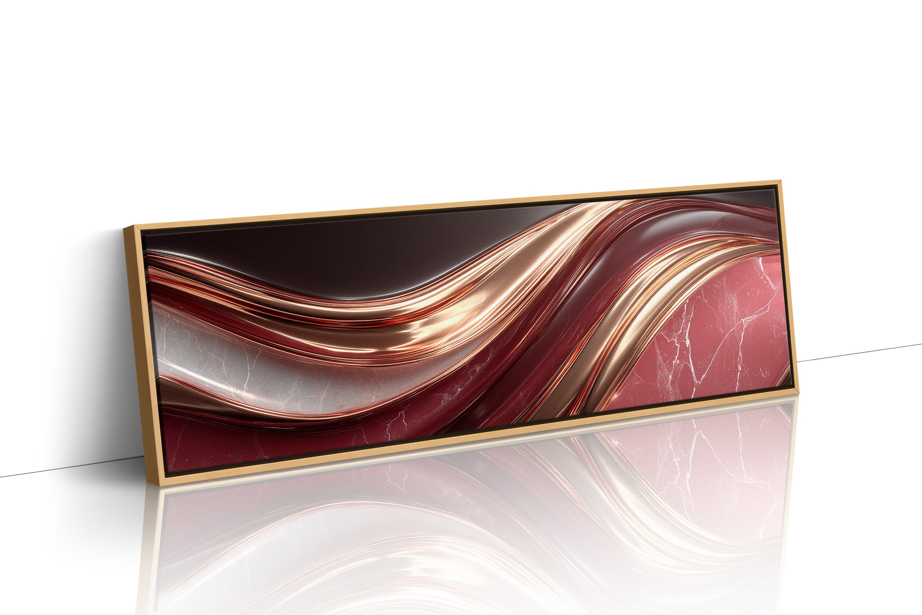 Flowing Copper Waves in Crimson Stone
