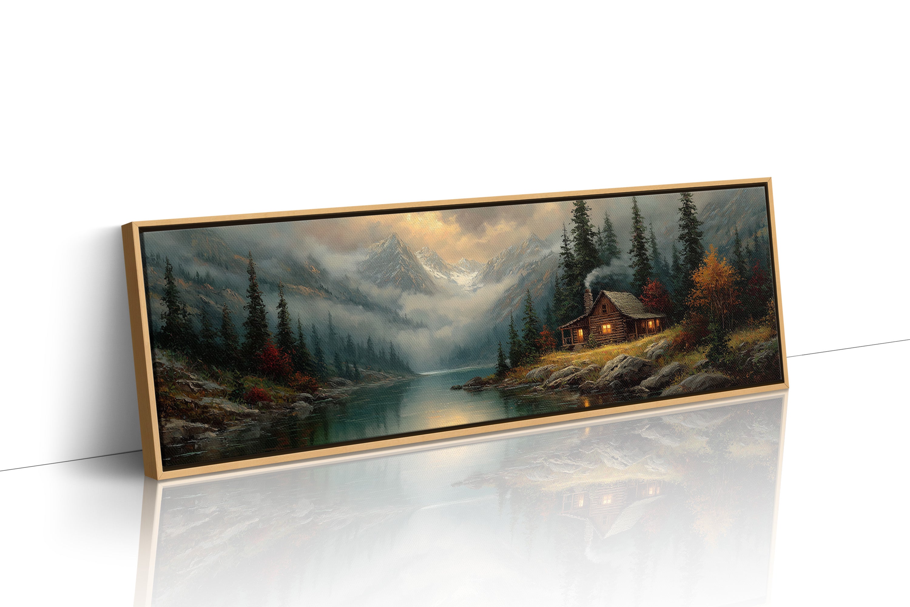 Cabin Glow In Misty Mountain Valley