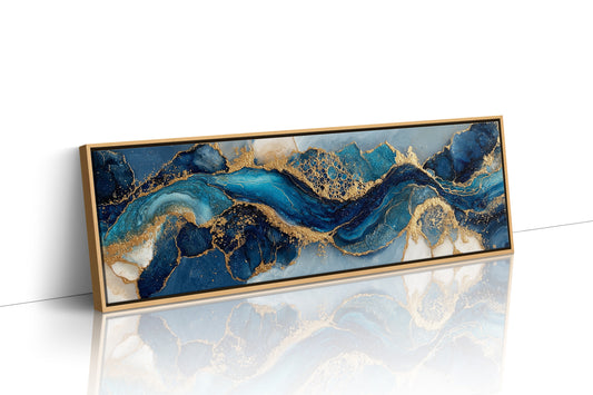 Blue And Gold Abstract Fluid Art