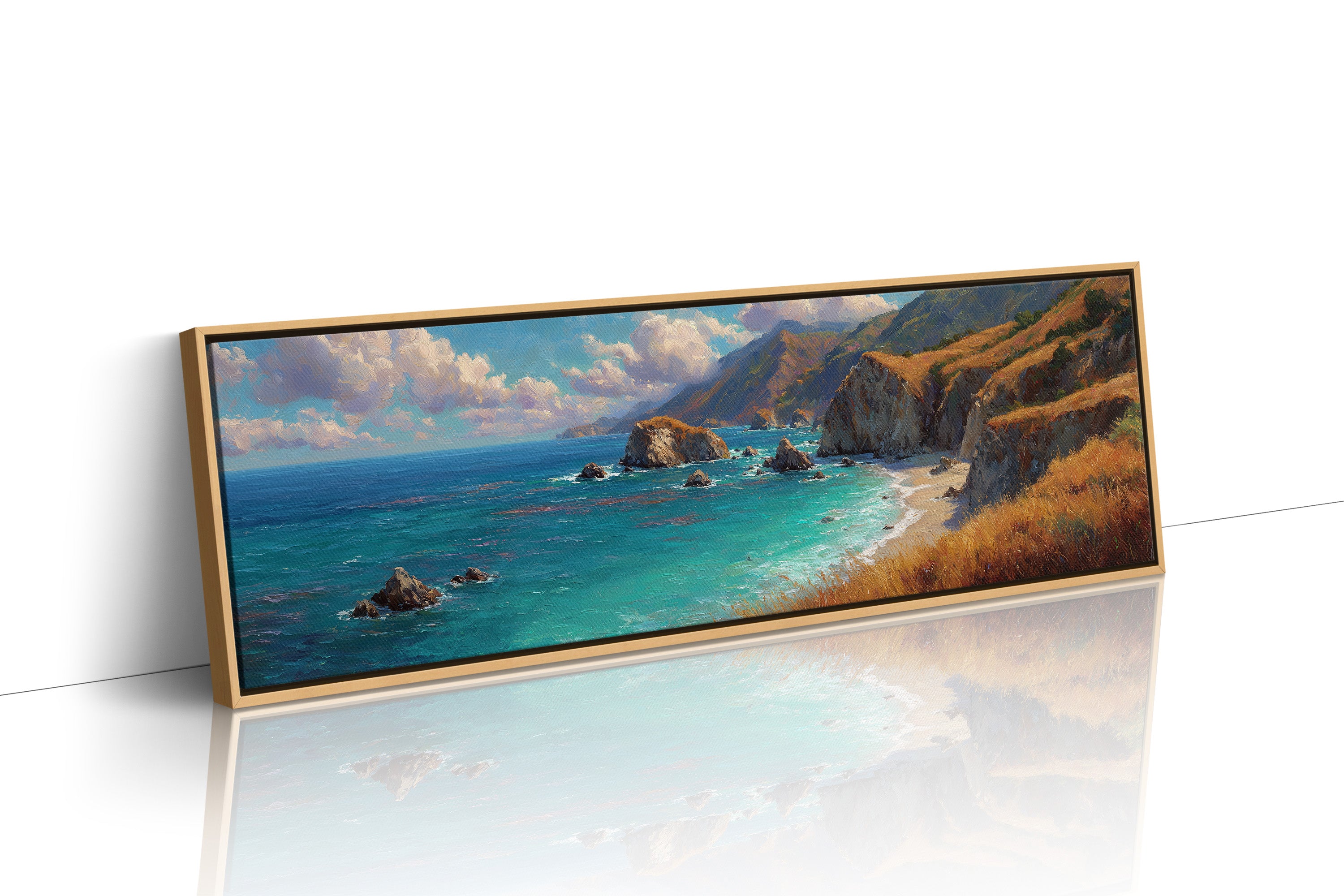 Golden Cliffs Above The Turquoise Sea