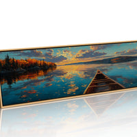 Canoe Drifting Across A Golden Lake