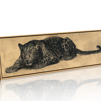 Vintage Leopard Illustration on Aged Paper Background