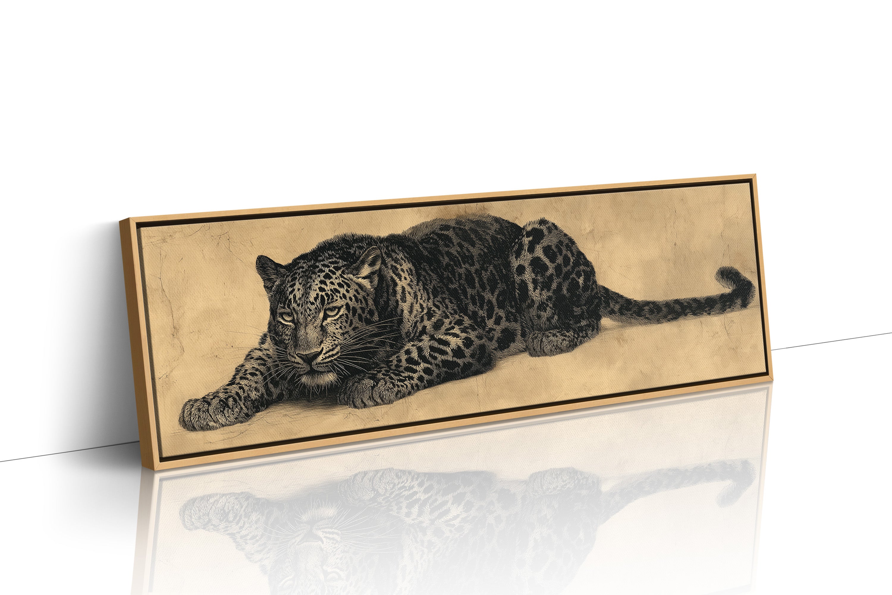 Vintage Leopard Illustration on Aged Paper Background