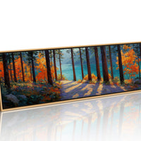 Autumn Forest Path Overlooking Turquoise Lake