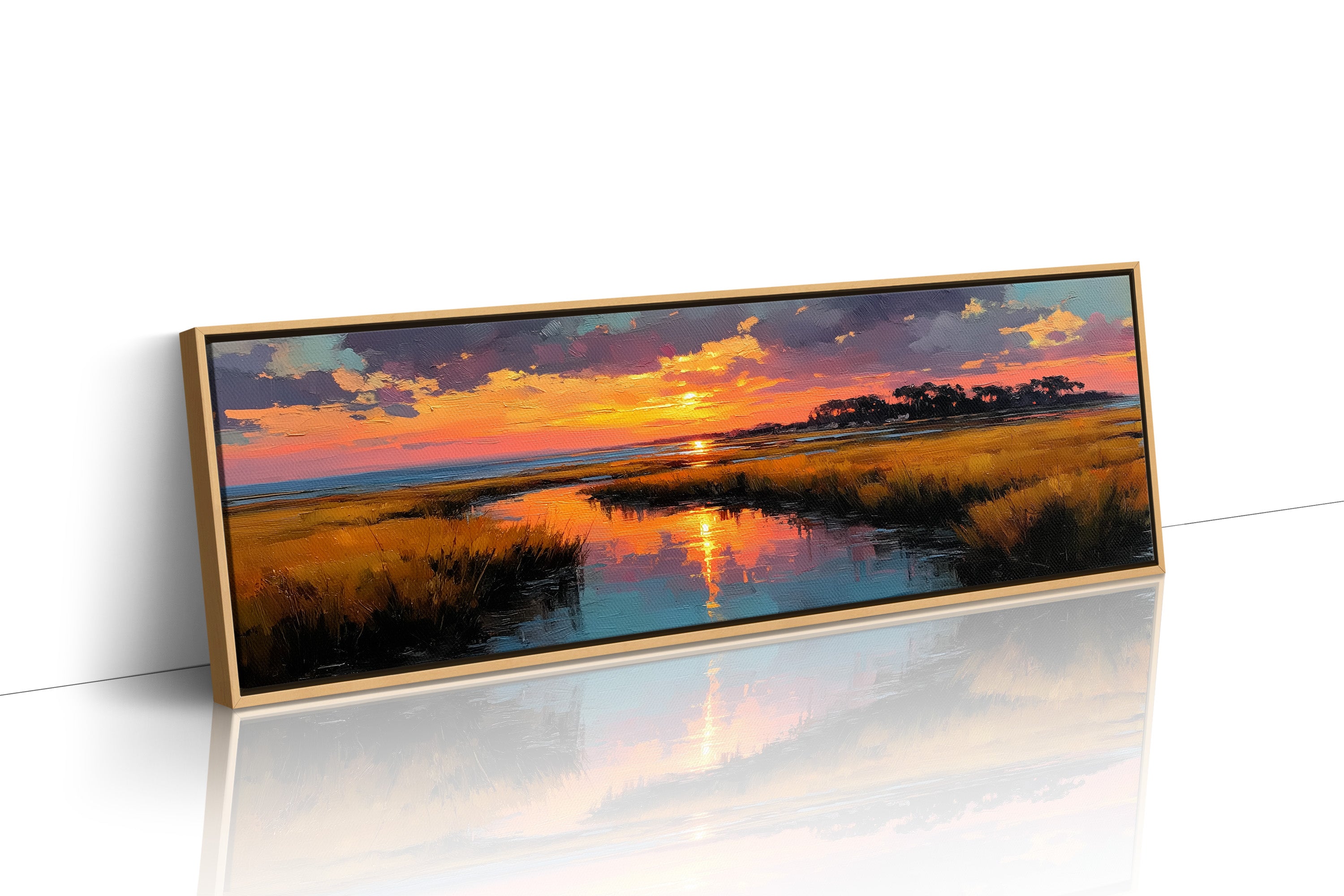 Golden Marsh Sunset Reflections