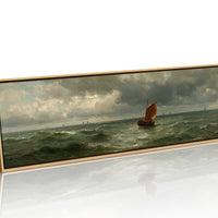 Red Sail Beneath Storm Light
