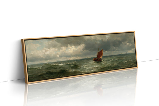 Red Sail Beneath Storm Light