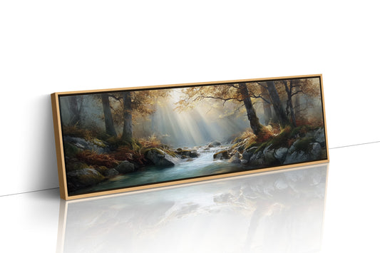 Sunbeams Over the Forest Stream
