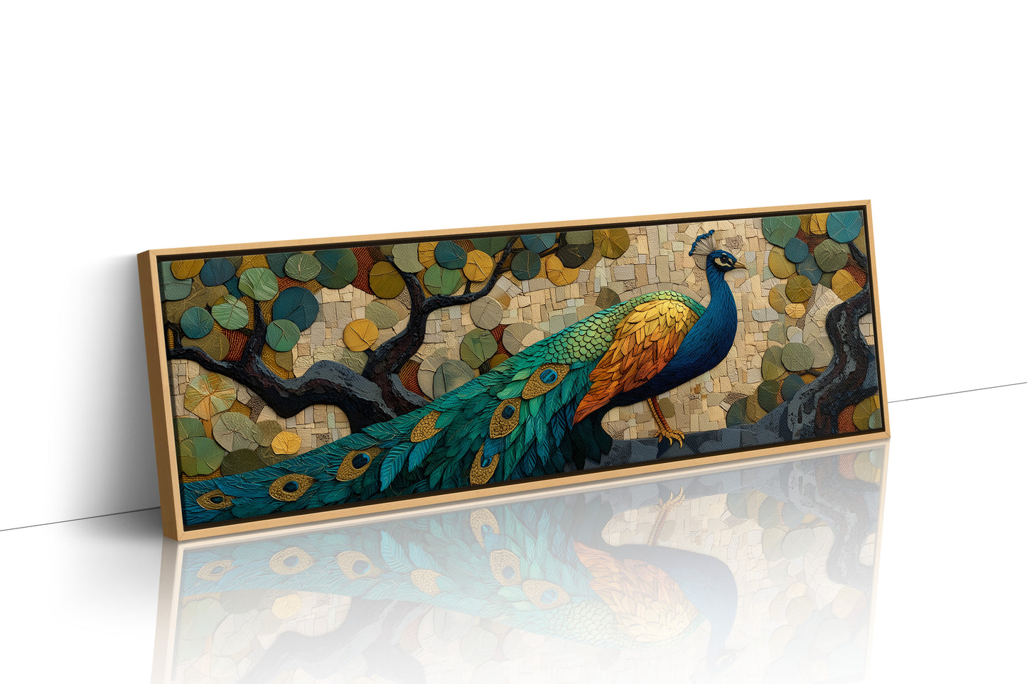 Peacock Among Painted Leaves