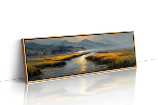 Golden Marsh Under Distant Peaks