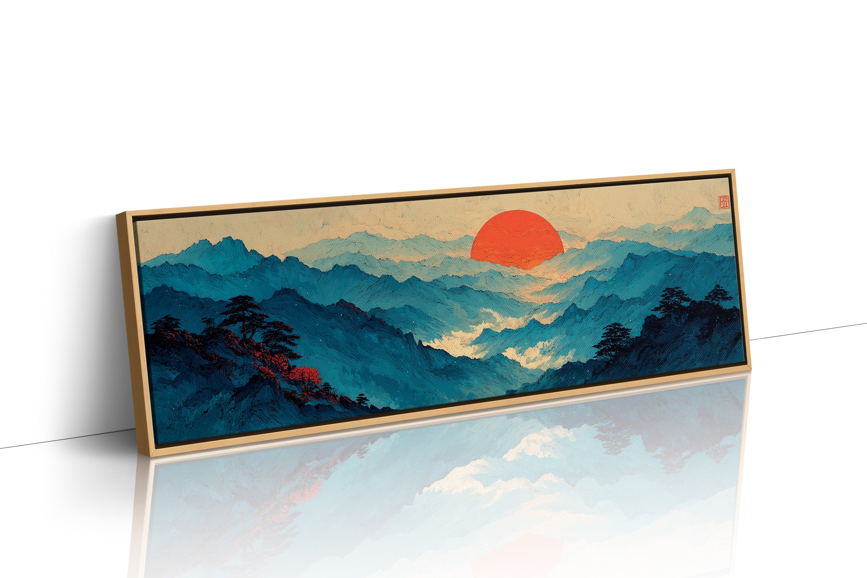 Crimson Sun Over Blue Mountain Seas