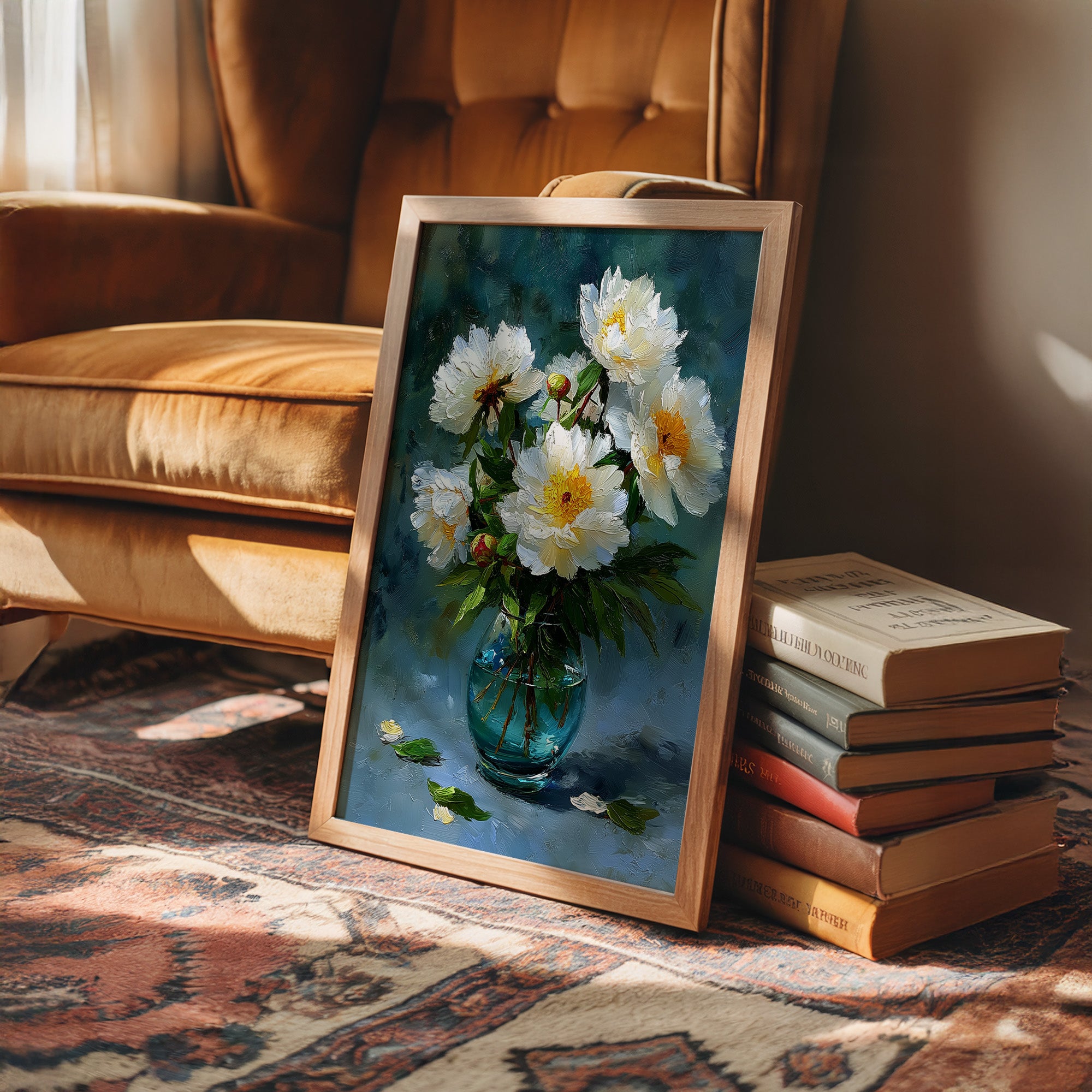 White Peonies on a Blue Afternoon