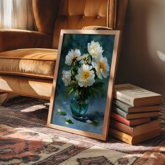 White Peonies on a Blue Afternoon