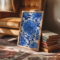 Blue Peonies on Fine China