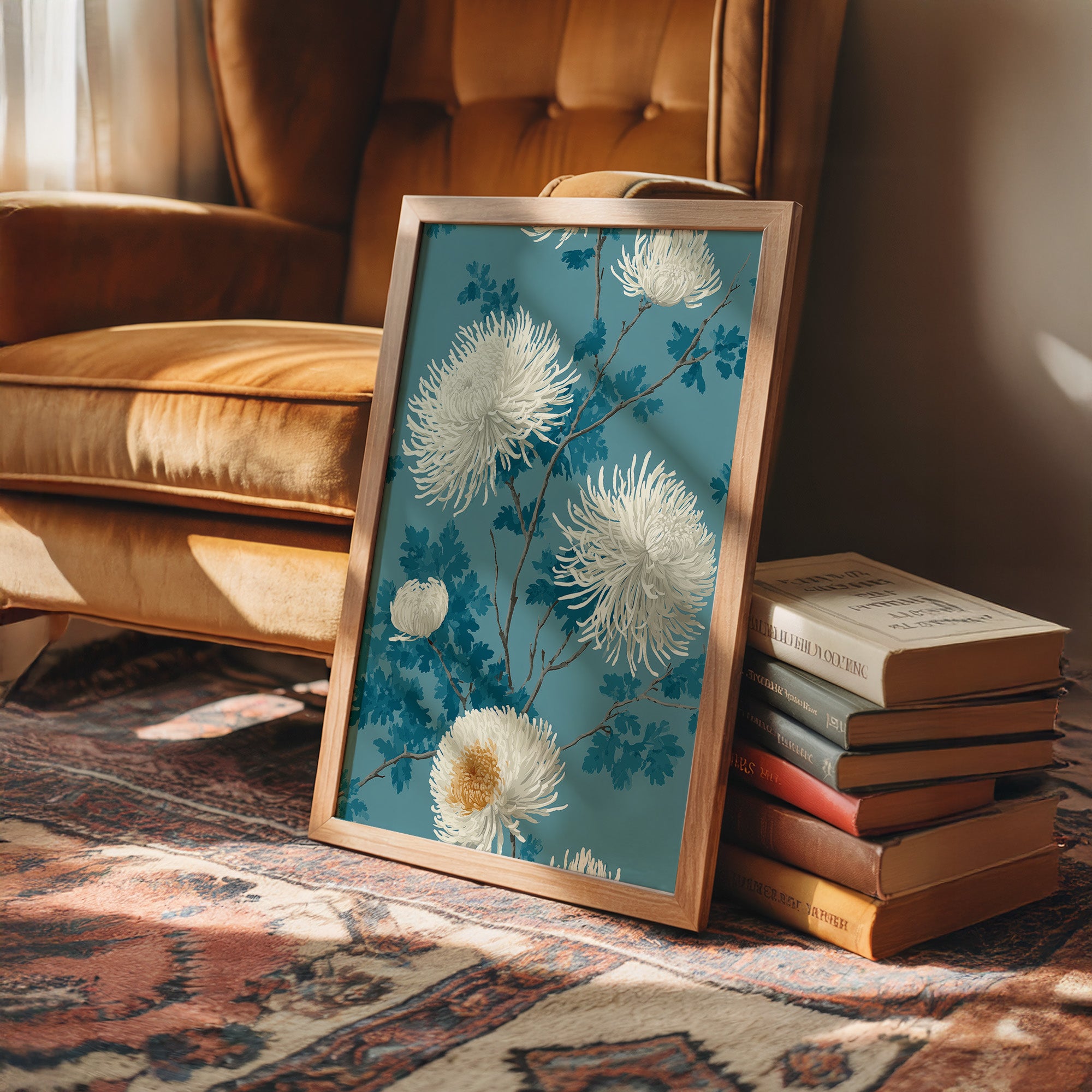 White Chrysanthemums on Still Water