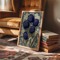 Midnight Tulips Against the Plasterwork