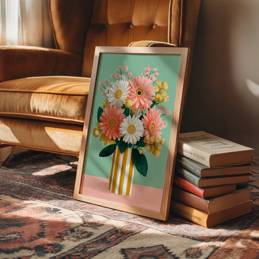 Sunday Flowers in a Striped Vase