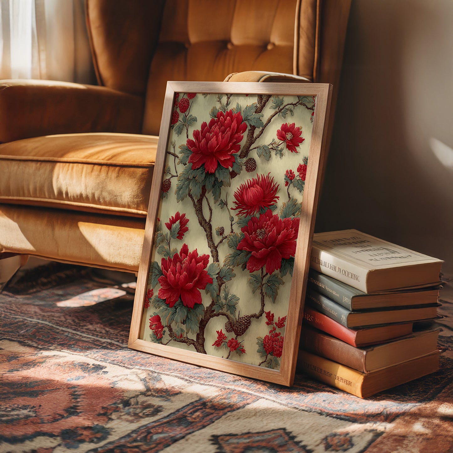 Red Blooms on Ivory Branches