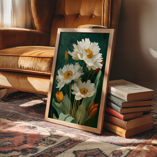 White Peonies and a Few Good Tulips
