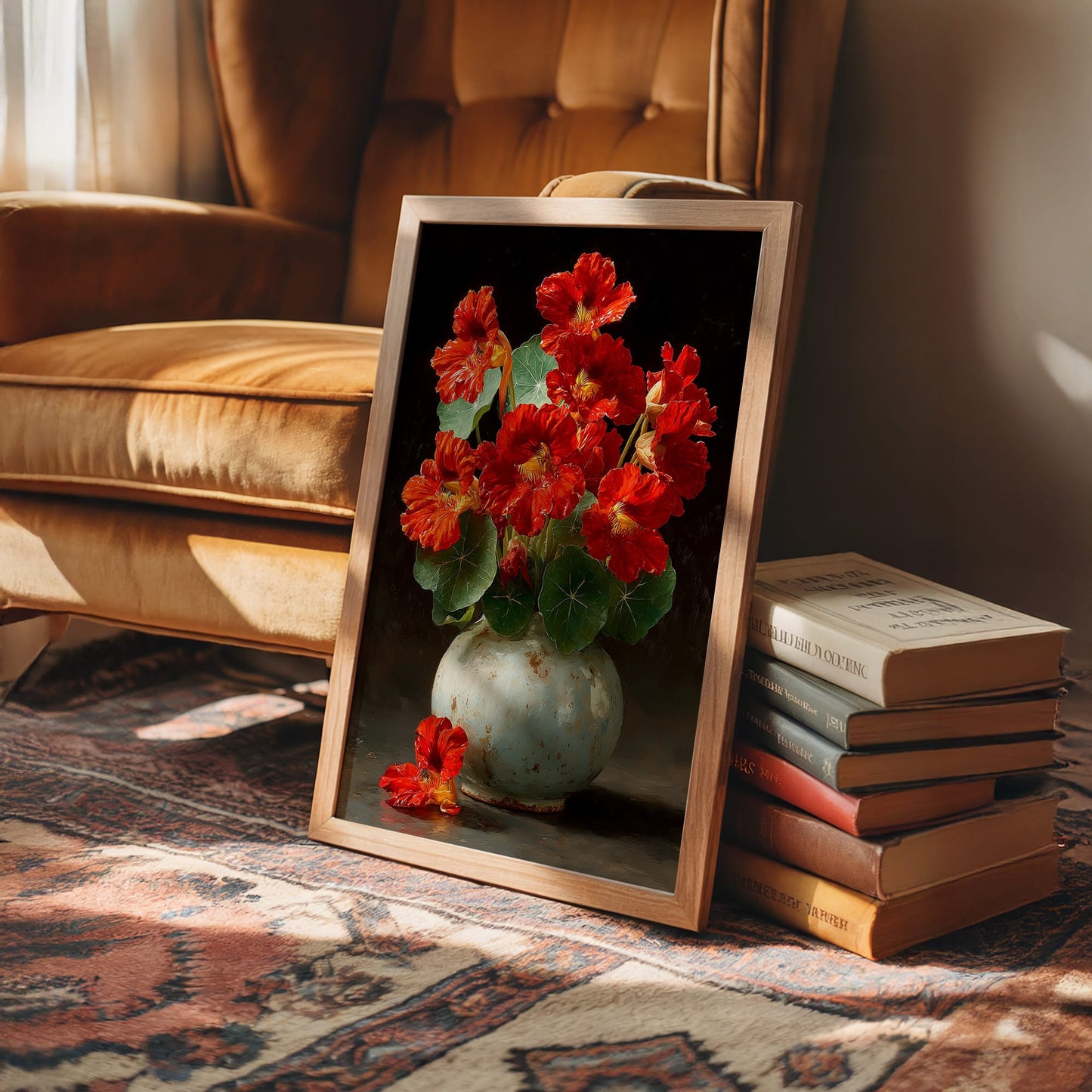 Nasturtiums in a Weathered Vessel